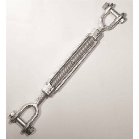 BARON MFG CO 19-5/8X9 Turnbuckle, 3500 Lb Working Load, 5/8 In Thread, Jaw, Jaw, 9 In L Take-Up, Galvanized Steel 19589
